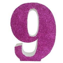 Numero "9" en corcho rosa