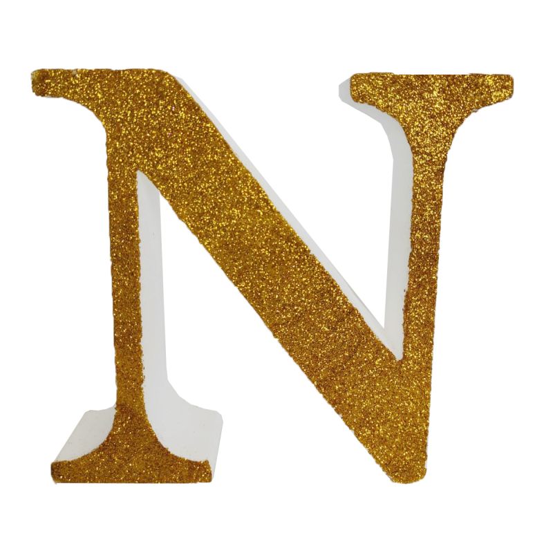 Letra n de porexpan 20 cm en color oro, para decorar bodas