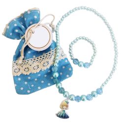 Bolsa de lunares azul con collar