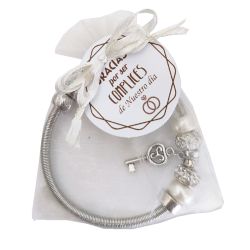 Pulsera eslabones en bolsa de organza y tarjeta
