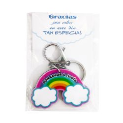 Llavero de arcoiris en bolsa y tarjeta