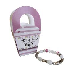 Cajita asas rosa con pulsera