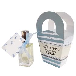 Colonia rosas c/tarjeta niño en cajita