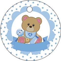 Pliego tarjeta redonda oso azul 20 ud-