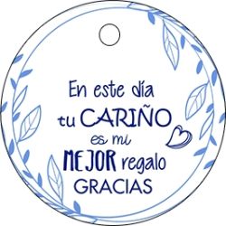 Pliego tarjeta redonda tu cariño azul 20 ud-