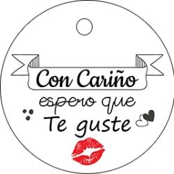 Pliego tarjeta redonda de beso 20 ud-