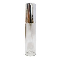 BOTE CRISTAL ALARGADO VACÍO TAPÓN PLATA 10 ML-                                                      
