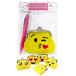 PACK NIÑA CON MONEDERO EMOTICONO SURT- Y BOLI ROSA                                                  