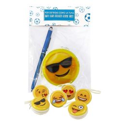 PACK NIÑO CON MONEDERO EMOTICONO SURT- Y BOLI AZUL                                                  