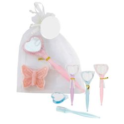 ESPEJO/PEINE CEJAS CON JABÓN EN ORGANZA Y TARJETA                                                   