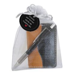 LIBRETA Y BOLI EN ORGANZA CON TARJETA                                                               