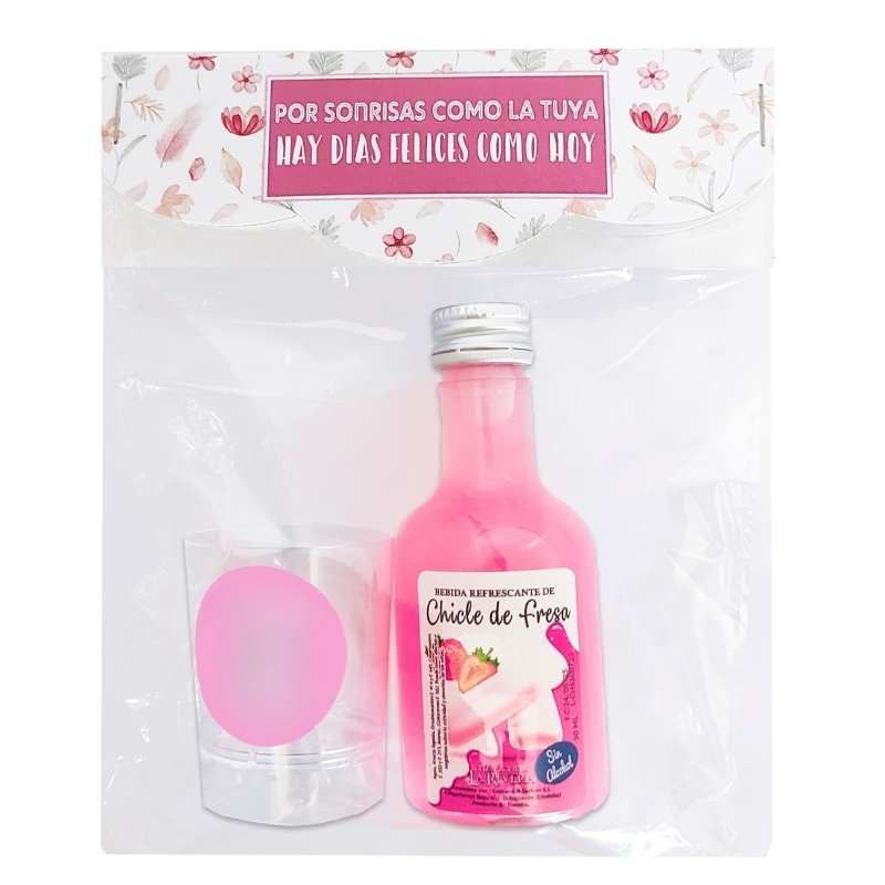 PACK NIÑA  LICOR SIN ALCOHOL DE CHICLE Y CHUPITO                                                    