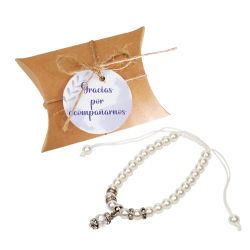 CAJA ALMOHADA KRAFT CON PULSERA Y TARJ-                                                             