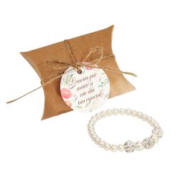 CAJA ALMOHADA KRAFT CON PULSERA Y TARJ-                                                             