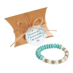 CAJA ALMOHADA KRAFT CON PULSERA Y TARJ-                                                             