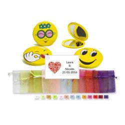 Espejo emoticonos en bolsa y tajeta para regalar
