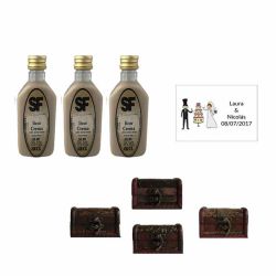 Licor Crema en baúl de madera y tarjeta