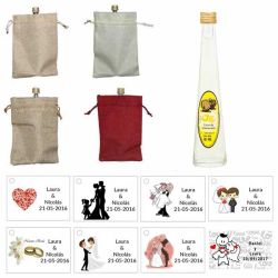 Licor de limoncielo con bolsa de saco y tarjeta