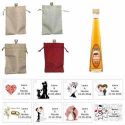 Miniatura vodka caramelo con bolsa de saco y tarjeta