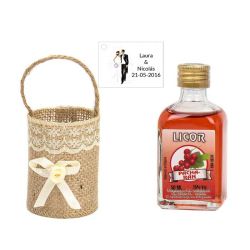Regalo boda licor pacharán decorado