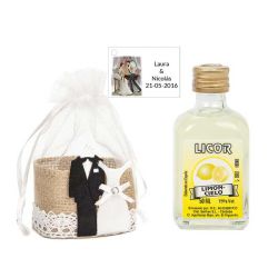 Pack regalo boda licor de limoncielo decorado