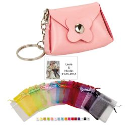 Pack llavero bolso en bolsa de organza con tarjeta