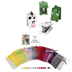 Pack Grapadora en bolsa y tarjeta detalle boda
