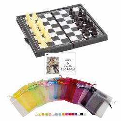 Lote Juego ajedrez en bolsa y tarjeta