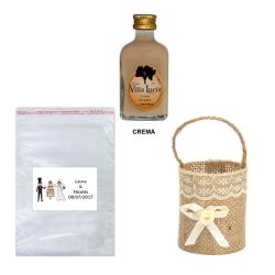 Licor Crema en cesta bolsa celofán y tarjeta