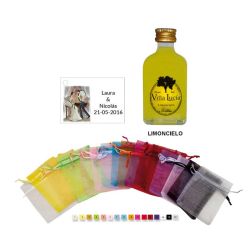 Licor Limoncielo en bolsa de organza con tarjeta personalizada