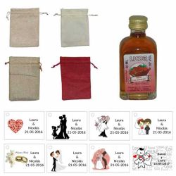 Licor fresa con chocolate 50ml con bolsa de saco y tarjeta