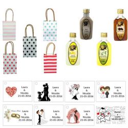 Licores con bolsas originales para regalos de boda
