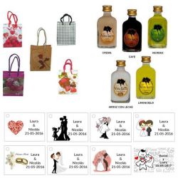 Lote Licores con bolsas originales detalles de boda