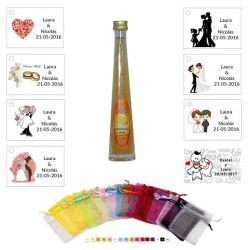Licor mandarina 40ml en bolsa organza y tarjeta