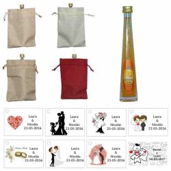 Licor mandarina en bolsa de saco y tarjeta