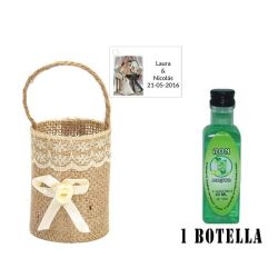 Licor Ron Mojito en cesta de mimbre y tarjeta