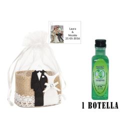 Licor Ron Mojito en cesta de mimbre y tarjeta