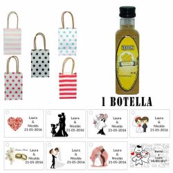 Licor Ron Miel en bolsa asa de cartón y tarjeta