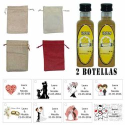 Licor Ron Miel en una bolsa de saco y tarjeta