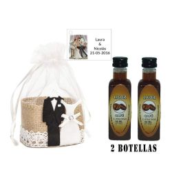 Licor Café en cesta de mimbre y tarjeta