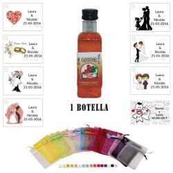 Pacharán en bolsa organza y tarjeta