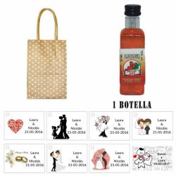 Licor Pacharán en bolsa asa de cartón y tarjeta