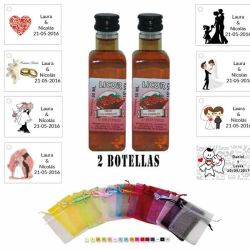 Licor Fresa con chocolate en bolsa organza y tarjeta