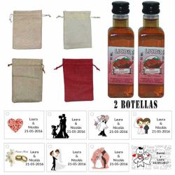 Licor Fresa con chocolate en una bolsa de saco y tarjeta