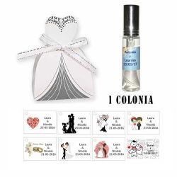 Colonia personalizada en cesta novia