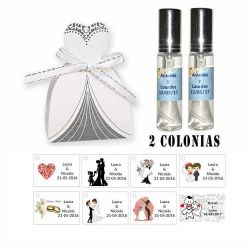 Colonias personalizadas en cesta de novia