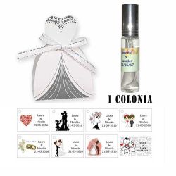 Colonia personalizada en cesta de novia