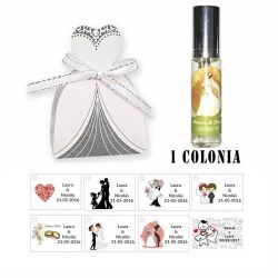 Colonia personalizada con cesta y tarjeta