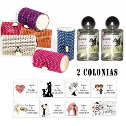 Colonias regalos de boda en caja mimbre