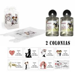Colonias detalles boda en caja de acetato